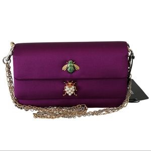 PURPLE DORINA CRYSTAL EMBELLISHED WOMEN PURSE BAG